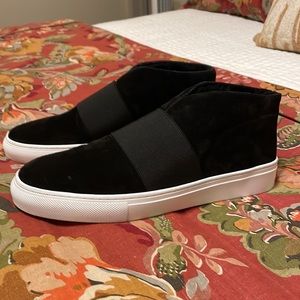 Via Spiga Black Suede and Shearling Sneakers